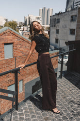Neveah Silky Wide Leg Trousers - Merlot